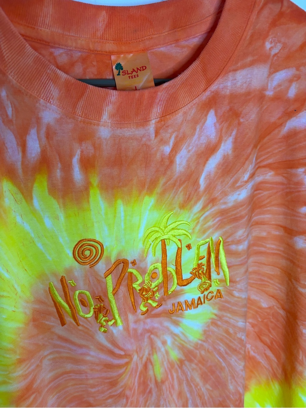 Island Tees Vintage Jamaica Tie Dye Embroidered Shirt Size L